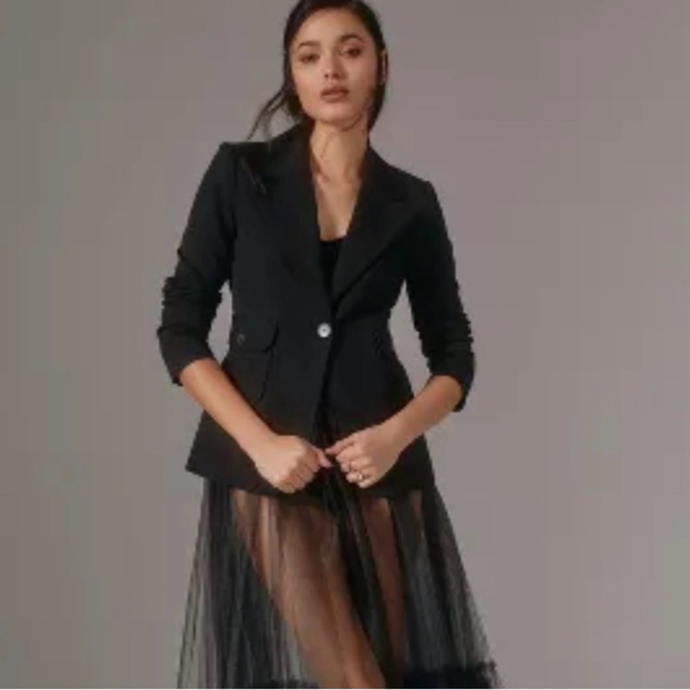Maeve by Anthropologie Black Stretch Blazer Jacket Office Siren Work Corpcore 0
